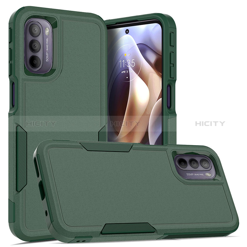 Custodia Silicone e Plastica Opaca Cover Fronte e Retro 360 Gradi MQ1 per Motorola Moto G31 Verde Notte