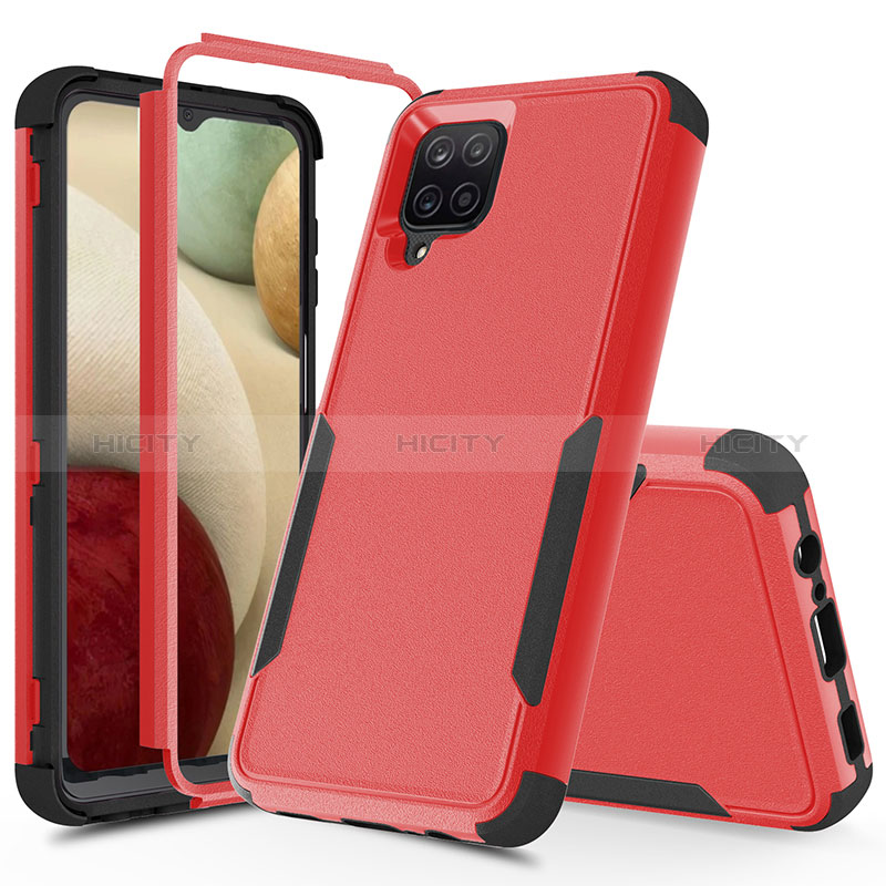 Custodia Silicone e Plastica Opaca Cover Fronte e Retro 360 Gradi MQ1 per Samsung Galaxy A12 Nacho Rosso
