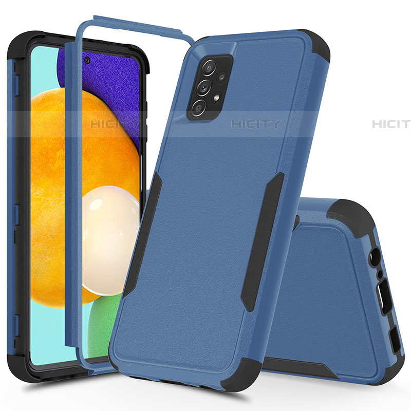 Custodia Silicone e Plastica Opaca Cover Fronte e Retro 360 Gradi MQ1 per Samsung Galaxy A52 5G Blu e Nero