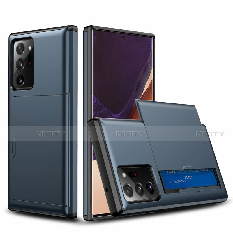 Custodia Silicone e Plastica Opaca Cover Fronte e Retro 360 Gradi N01 per Samsung Galaxy Note 20 Ultra 5G Blu
