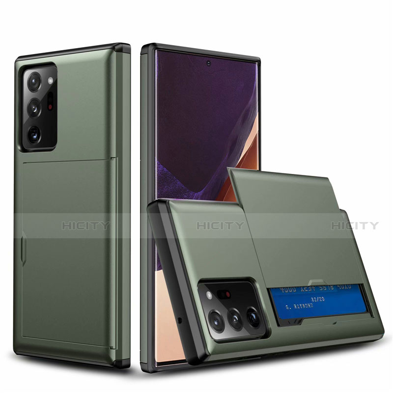 Custodia Silicone e Plastica Opaca Cover Fronte e Retro 360 Gradi N01 per Samsung Galaxy Note 20 Ultra 5G Verde Notte