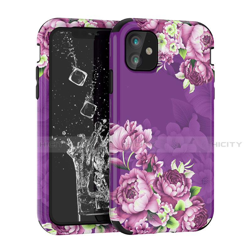 Custodia Silicone e Plastica Opaca Cover Fronte e Retro 360 Gradi per Apple iPhone 11 Viola