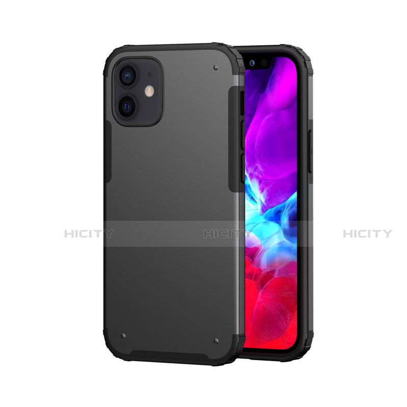 Custodia Silicone e Plastica Opaca Cover Fronte e Retro 360 Gradi per Apple iPhone 12 Nero