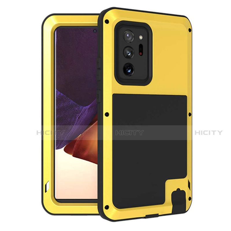 Custodia Silicone e Plastica Opaca Cover Fronte e Retro 360 Gradi per Samsung Galaxy Note 20 Ultra 5G Giallo