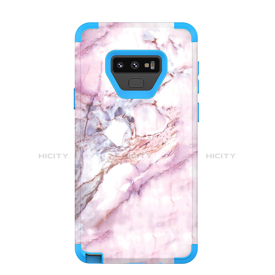 Custodia Silicone e Plastica Opaca Cover Fronte e Retro 360 Gradi per Samsung Galaxy Note 9 Blu