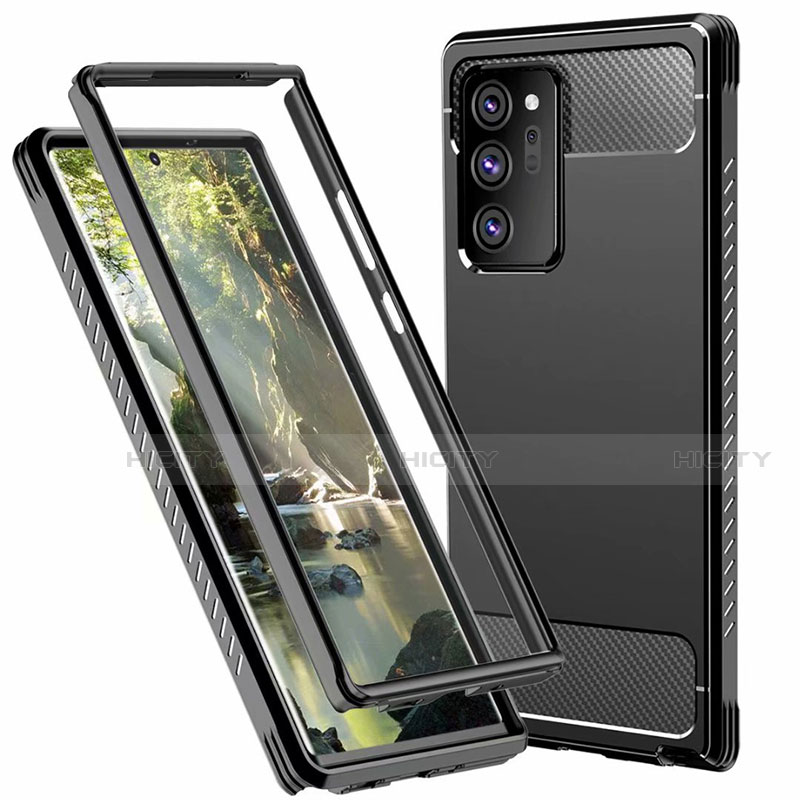 Custodia Silicone e Plastica Opaca Cover Fronte e Retro 360 Gradi R01 per Samsung Galaxy Note 20 Ultra 5G Nero