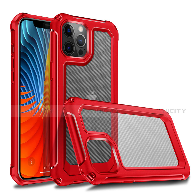 Custodia Silicone e Plastica Opaca Cover Fronte e Retro 360 Gradi R02 per Apple iPhone 12 Pro Max Rosso