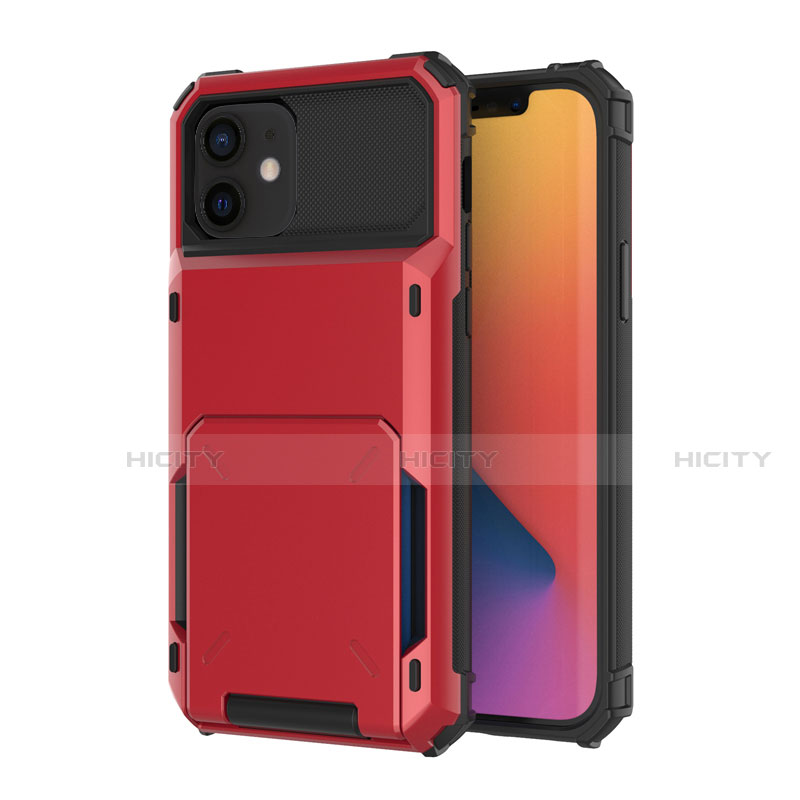 Custodia Silicone e Plastica Opaca Cover Fronte e Retro 360 Gradi R03 per Apple iPhone 12 Mini Rosso