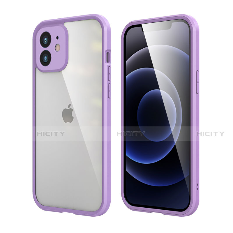 Custodia Silicone e Plastica Opaca Cover Fronte e Retro 360 Gradi R05 per  Apple iPhone 12 Mini Blu