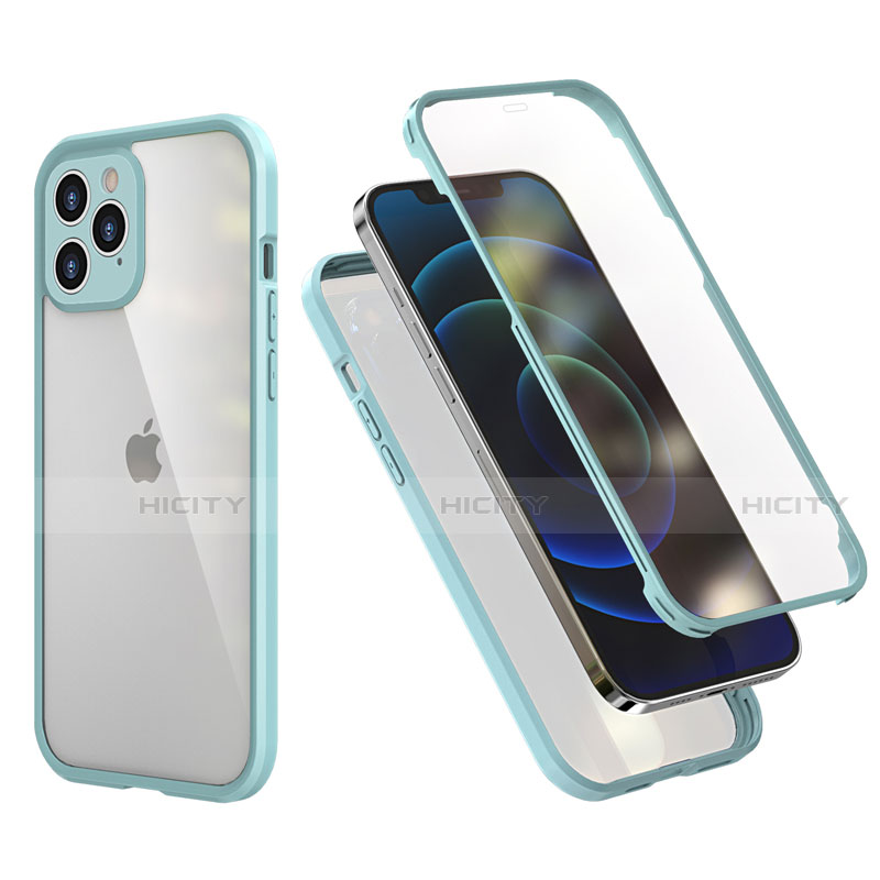 Custodia Silicone e Plastica Opaca Cover Fronte e Retro 360 Gradi R05 per Apple iPhone 12 Pro Max Verde Pastello