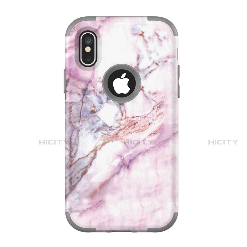 Custodia Silicone e Plastica Opaca Cover Fronte e Retro 360 Gradi U01 per Apple iPhone X