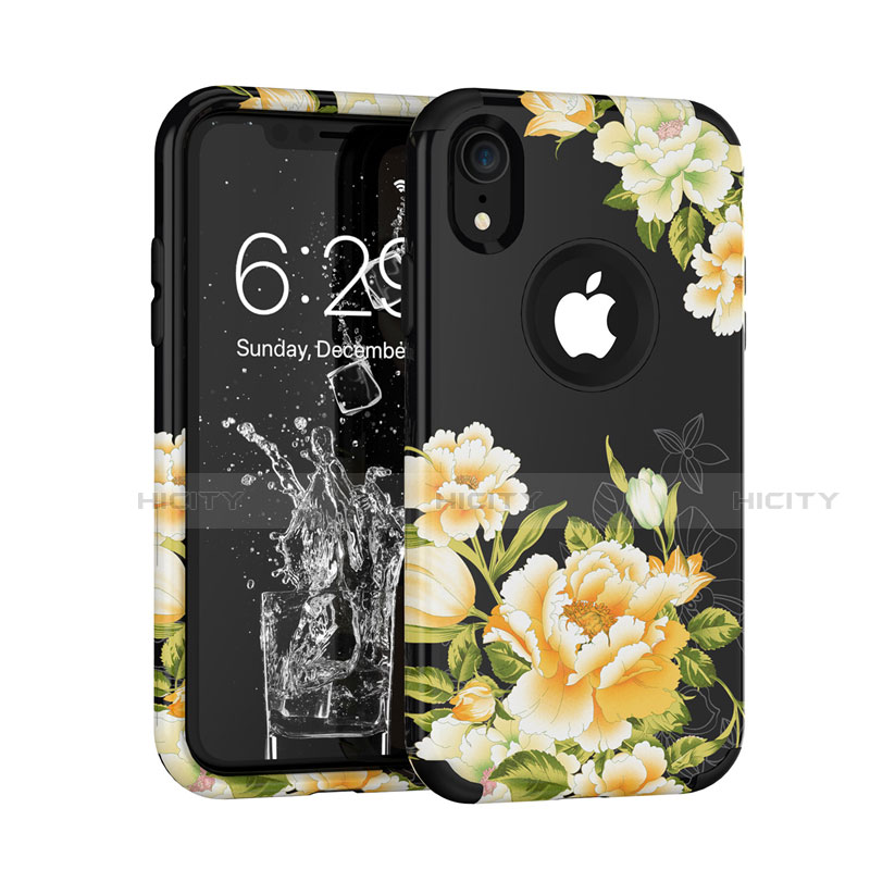 Custodia Silicone e Plastica Opaca Cover Fronte e Retro 360 Gradi U01 per Apple iPhone XR Nero