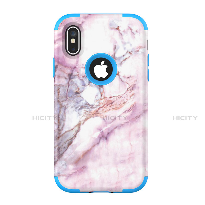 Custodia Silicone e Plastica Opaca Cover Fronte e Retro 360 Gradi U01 per Apple iPhone Xs