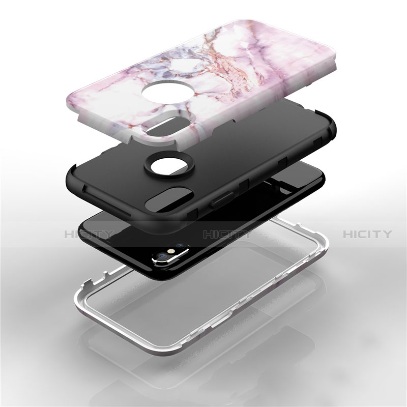 Custodia Silicone e Plastica Opaca Cover Fronte e Retro 360 Gradi U01 per Apple iPhone Xs