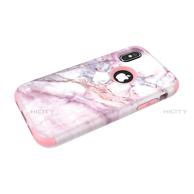 Custodia Silicone e Plastica Opaca Cover Fronte e Retro 360 Gradi U01 per Apple iPhone Xs