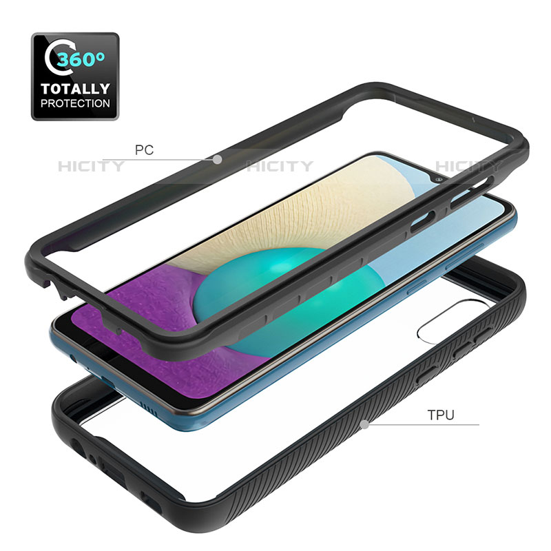 Custodia Silicone e Plastica Opaca Cover Fronte e Retro 360 Gradi U01 per Samsung Galaxy M02