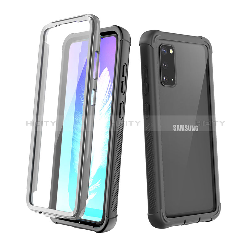 Custodia Silicone e Plastica Opaca Cover Fronte e Retro 360 Gradi U01 per Samsung Galaxy S20 5G Nero