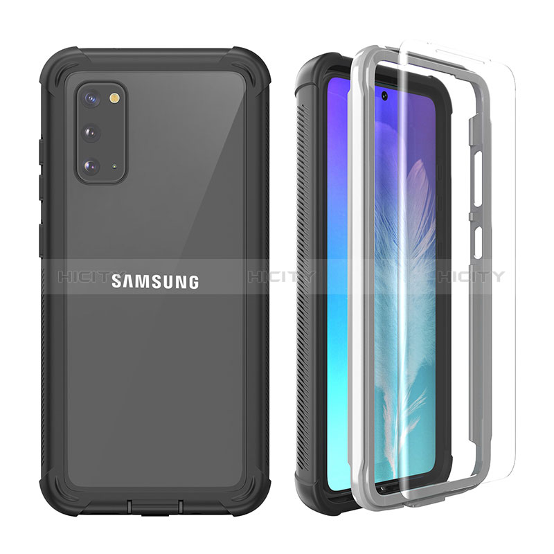 Custodia Silicone e Plastica Opaca Cover Fronte e Retro 360 Gradi U01 per Samsung Galaxy S20 5G Nero