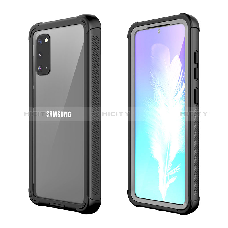 Custodia Silicone e Plastica Opaca Cover Fronte e Retro 360 Gradi U01 per Samsung Galaxy S20 Nero