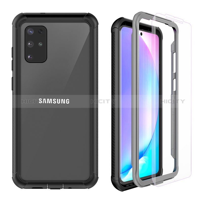 Custodia Silicone e Plastica Opaca Cover Fronte e Retro 360 Gradi U01 per Samsung Galaxy S20 Plus Nero