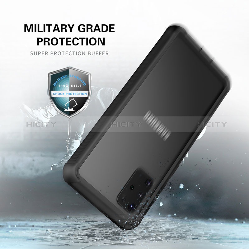 Custodia Silicone e Plastica Opaca Cover Fronte e Retro 360 Gradi U01 per Samsung Galaxy S20 Plus Nero