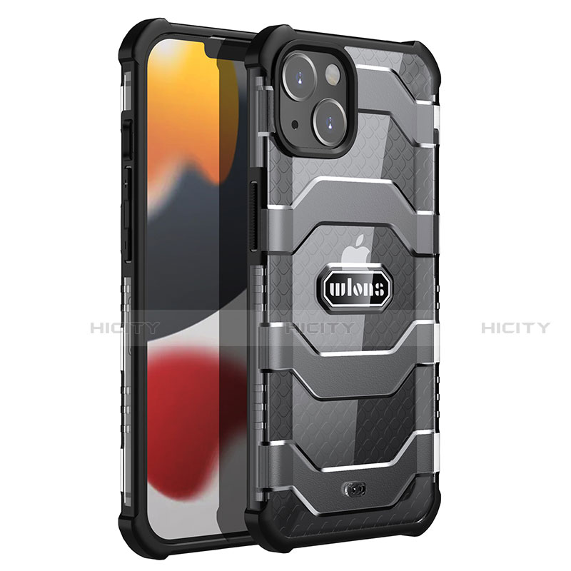 Custodia Silicone e Plastica Opaca Cover Fronte e Retro 360 Gradi U02 per Apple iPhone 13 Nero