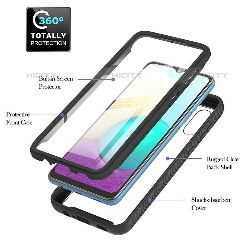 Custodia Silicone e Plastica Opaca Cover Fronte e Retro 360 Gradi U02 per Samsung Galaxy M02