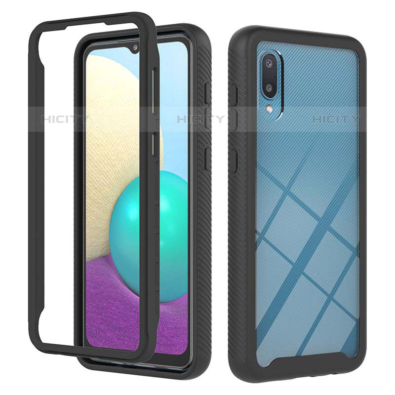 Custodia Silicone e Plastica Opaca Cover Fronte e Retro 360 Gradi U03 per Samsung Galaxy M02