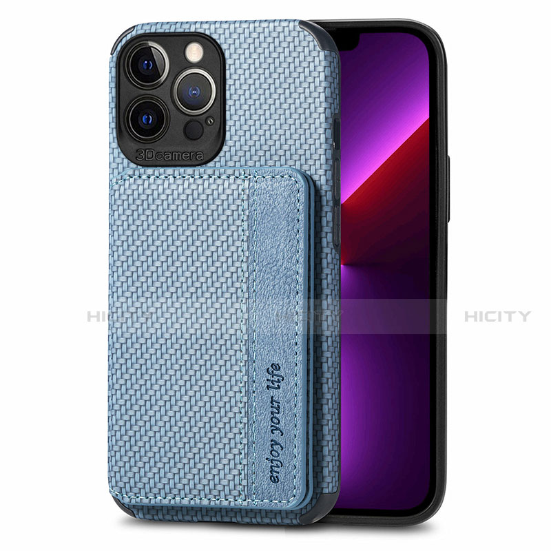 Custodia Silicone e Plastica Opaca Cover Fronte e Retro 360 Gradi U05 per Apple iPhone 13 Pro Max Blu