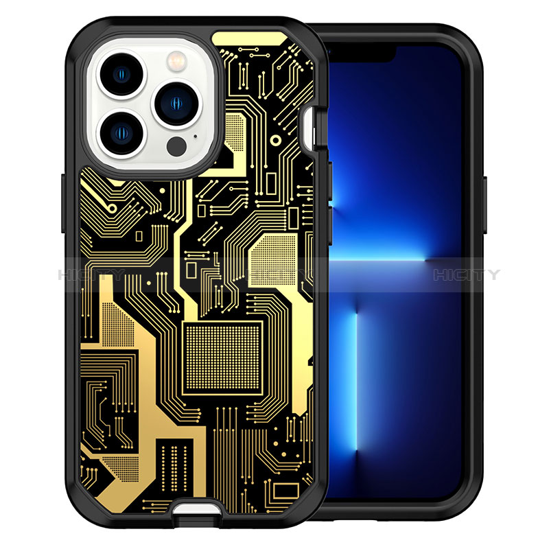 Custodia Silicone e Plastica Opaca Cover Fronte e Retro 360 Gradi YJ1 per Apple iPhone 13 Pro Nero