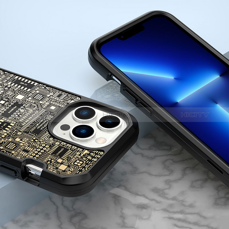 Custodia Silicone e Plastica Opaca Cover Fronte e Retro 360 Gradi YJ3 per Apple iPhone 13 Pro Nero