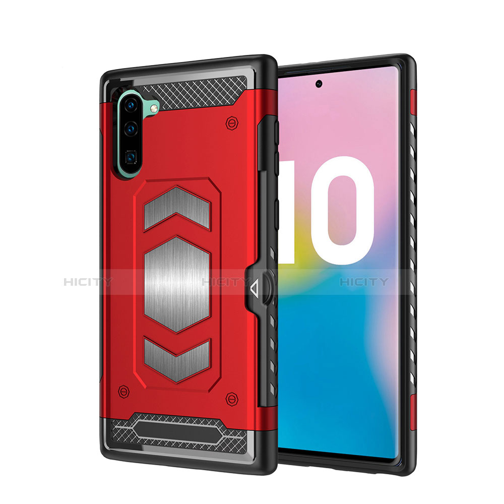 Custodia Silicone e Plastica Opaca Cover Magnetico per Samsung Galaxy Note 10 5G Rosso