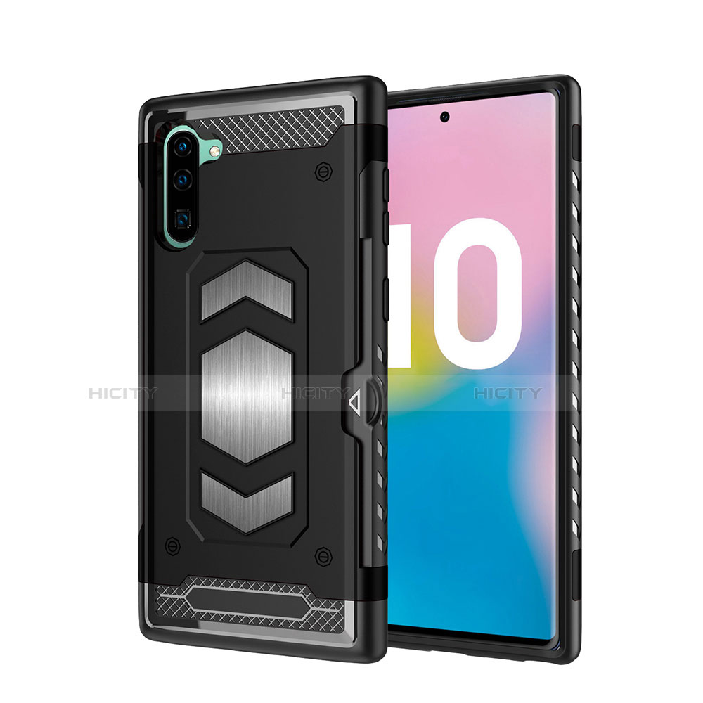 Custodia Silicone e Plastica Opaca Cover Magnetico per Samsung Galaxy Note 10 Nero