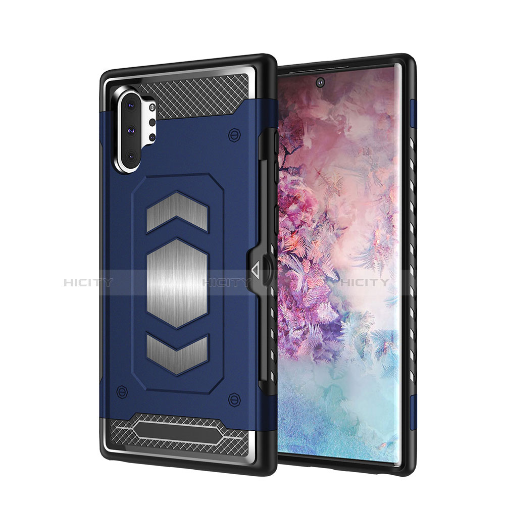 Custodia Silicone e Plastica Opaca Cover Magnetico per Samsung Galaxy Note 10 Plus 5G Blu
