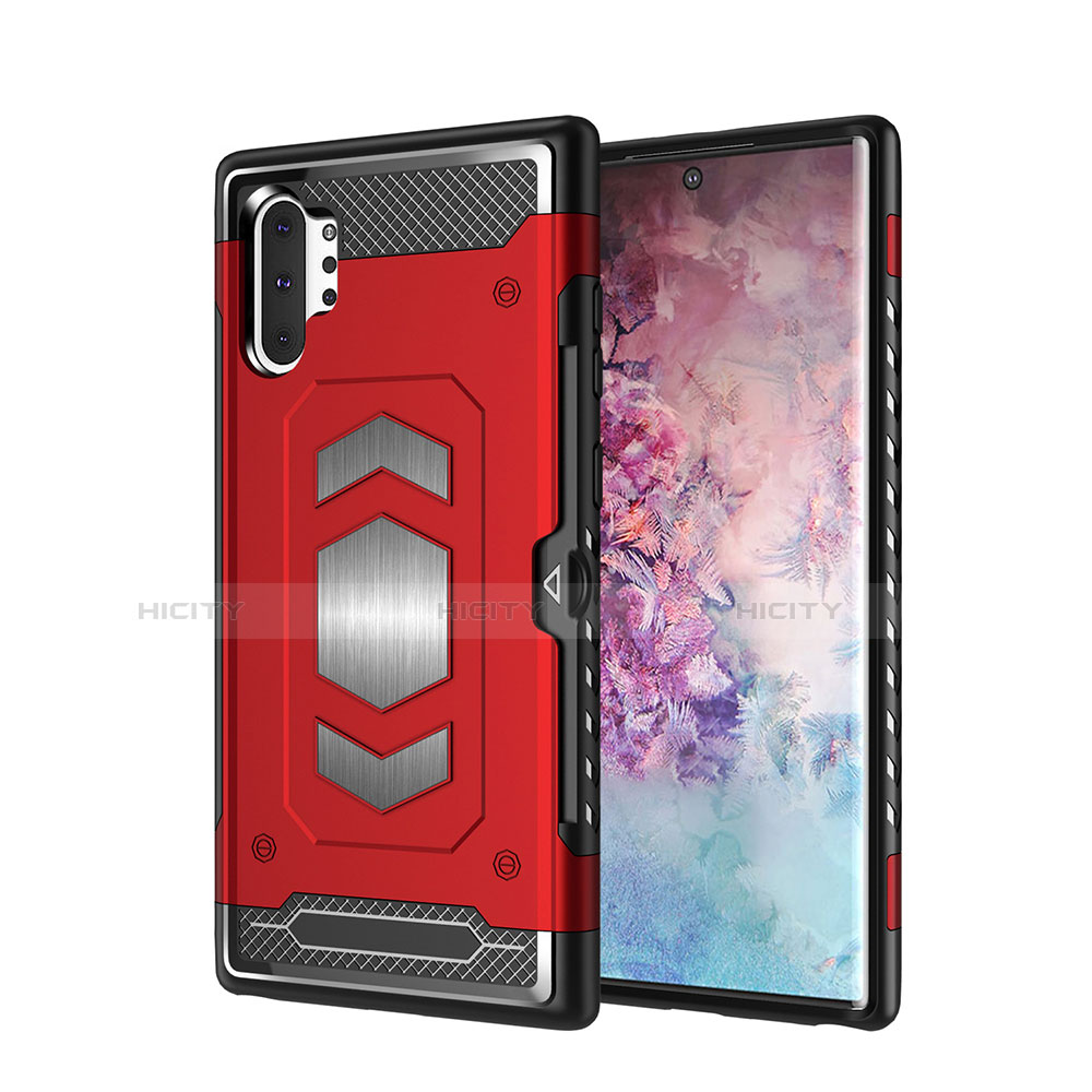 Custodia Silicone e Plastica Opaca Cover Magnetico per Samsung Galaxy Note 10 Plus Rosso