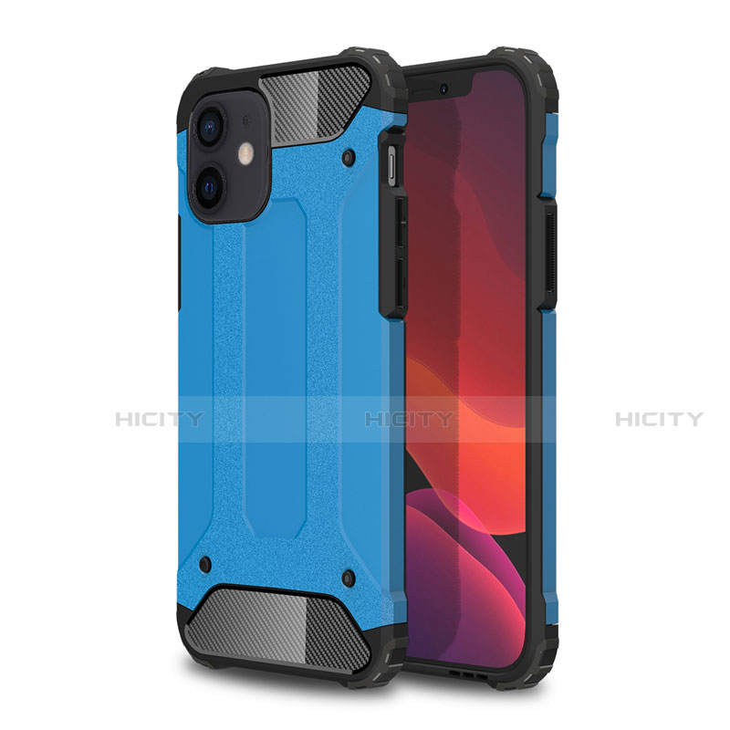 Custodia Silicone e Plastica Opaca Cover per Apple iPhone 12 Mini Cielo Blu