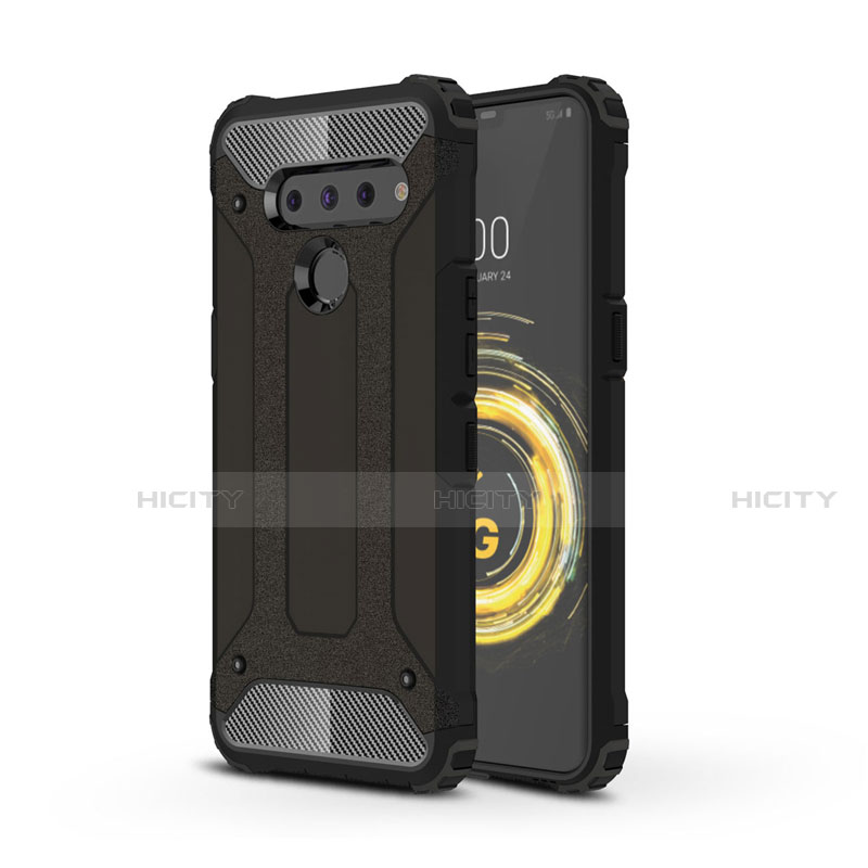 Custodia Silicone e Plastica Opaca Cover per LG V50 ThinQ 5G Nero