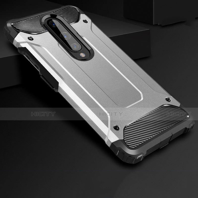 Custodia Silicone e Plastica Opaca Cover per OnePlus 8 Argento