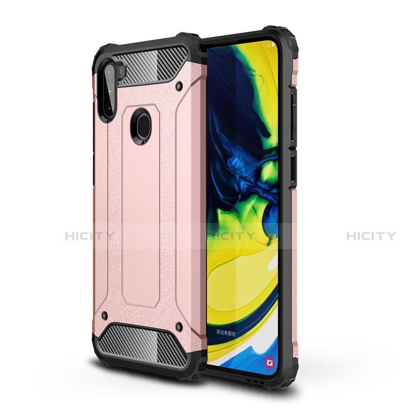 Custodia Silicone e Plastica Opaca Cover per Samsung Galaxy A11 Oro Rosa