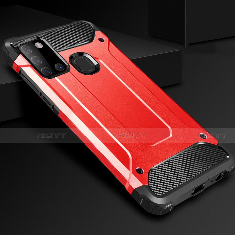 Custodia Silicone e Plastica Opaca Cover per Samsung Galaxy A21s Rosso