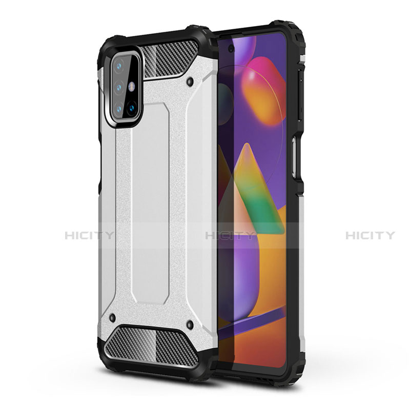 Custodia Silicone e Plastica Opaca Cover per Samsung Galaxy M31s Argento