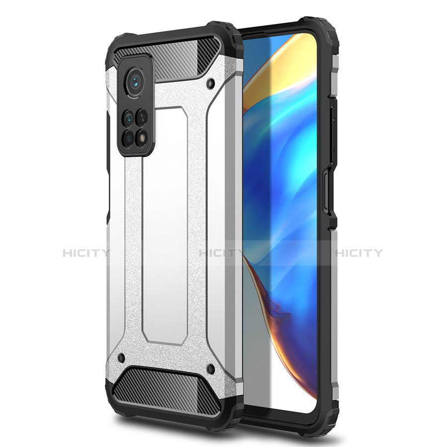 Custodia Silicone e Plastica Opaca Cover per Xiaomi Mi 10T 5G Argento