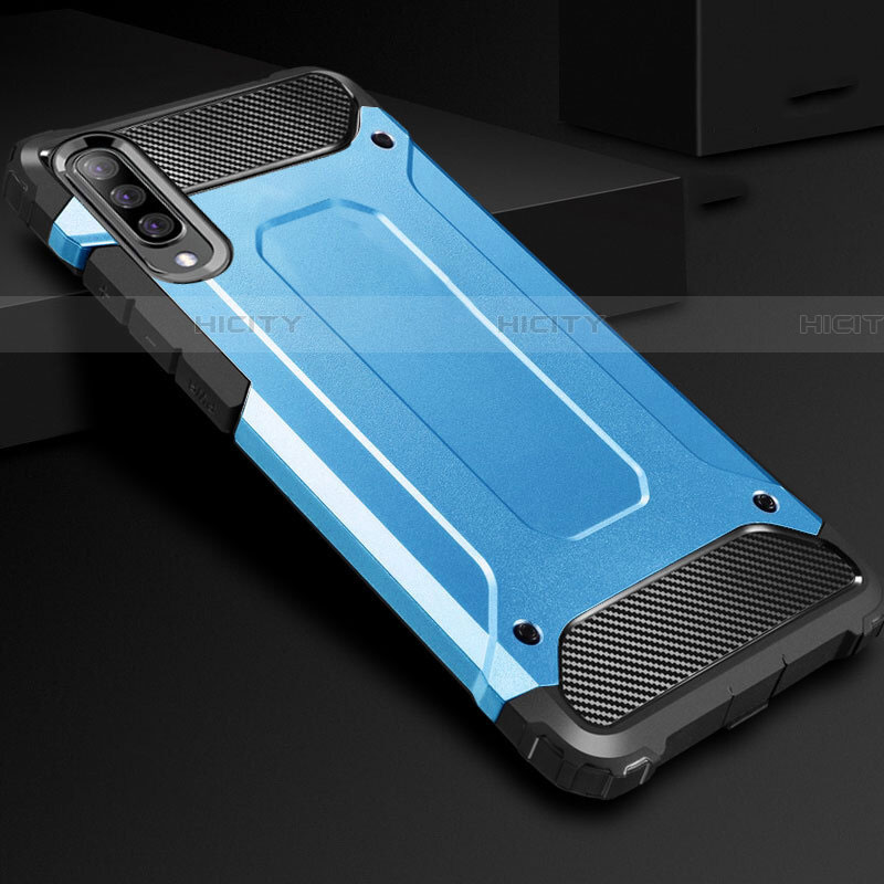 Custodia Silicone e Plastica Opaca Cover R01 per Samsung Galaxy A70 Cielo Blu