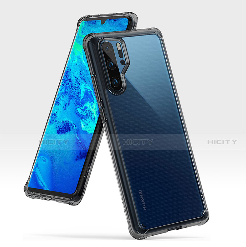 Custodia Silicone e Plastica Opaca Cover R02 per Huawei P30 Pro Grigio Scuro