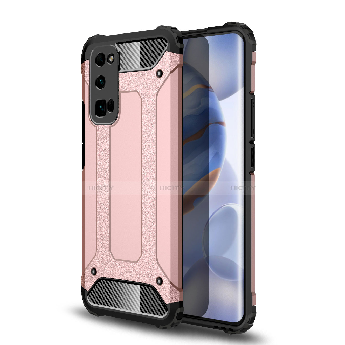 Custodia Silicone e Plastica Opaca Cover U01 per Huawei Honor 30 Pro Oro Rosa