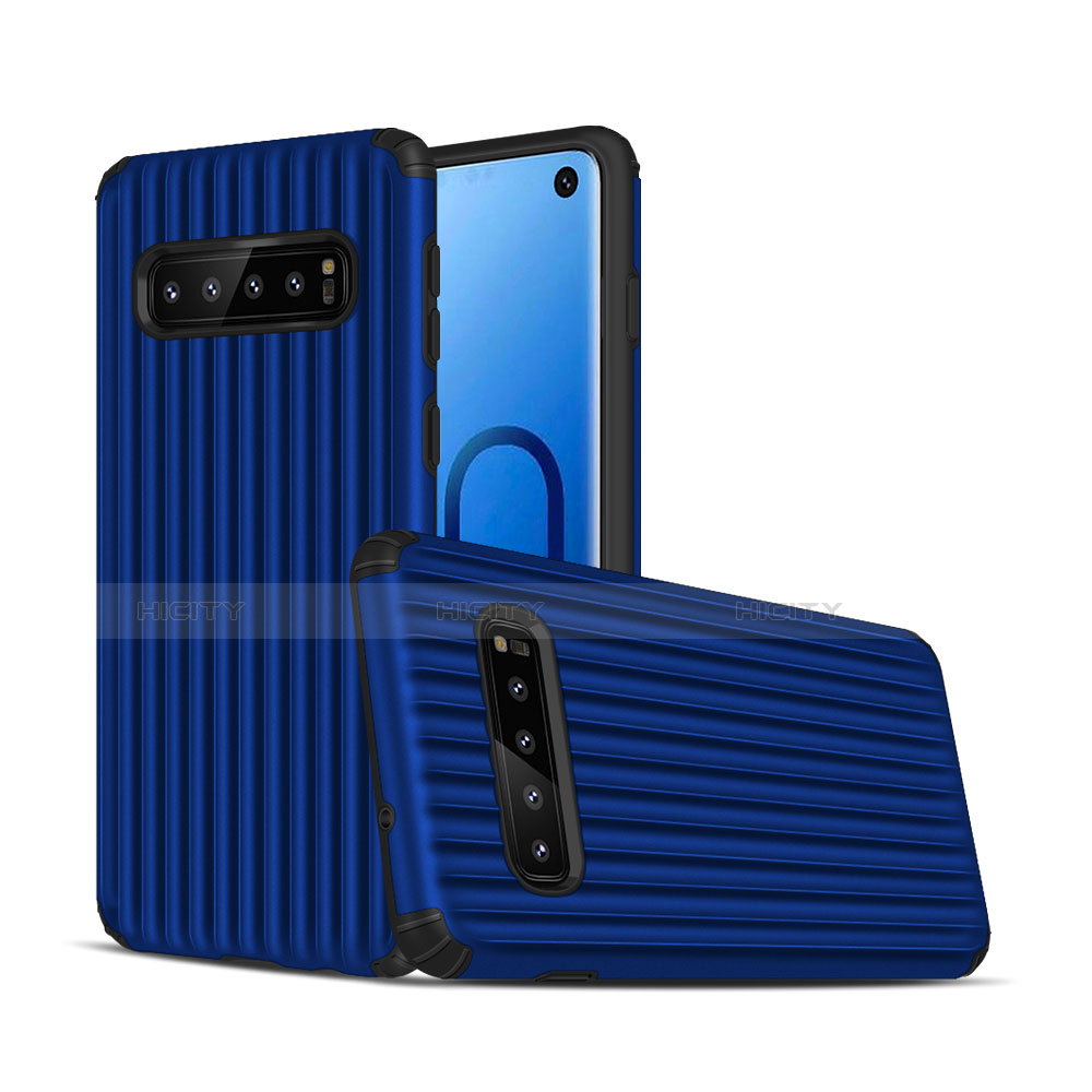 Custodia Silicone e Plastica Opaca Cover U01 per Samsung Galaxy S10 5G Blu
