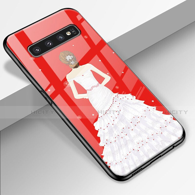 Custodia Silicone Gel Laterale Abito Ragazza Specchio Cover K01 per Samsung Galaxy S10 Plus