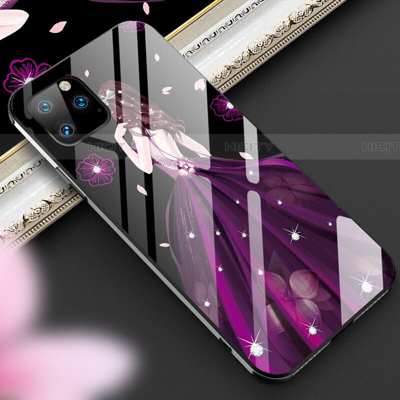 Custodia Silicone Gel Laterale Abito Ragazza Specchio Cover M01 per Apple iPhone 11 Pro Max Viola