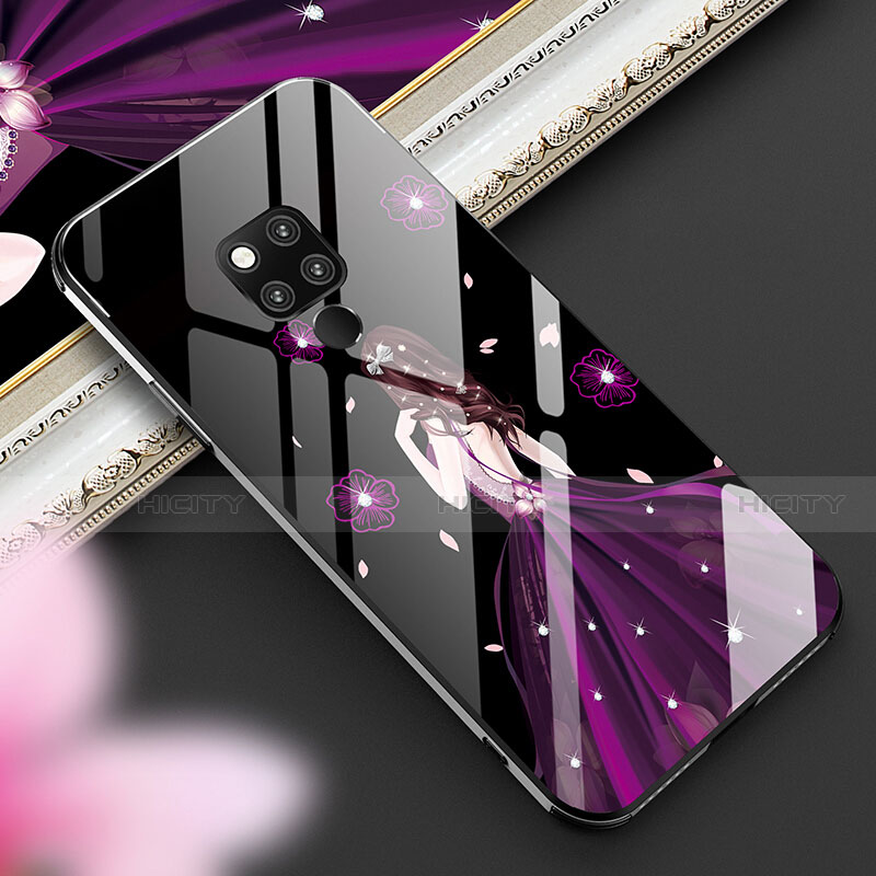 Custodia Silicone Gel Laterale Abito Ragazza Specchio Cover per Huawei Mate 20 X 5G Viola
