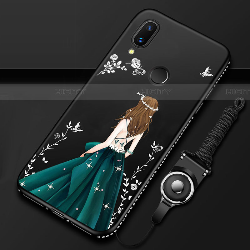 Custodia Silicone Gel Laterale Abito Ragazza Specchio Cover per Huawei P Smart Z Verde